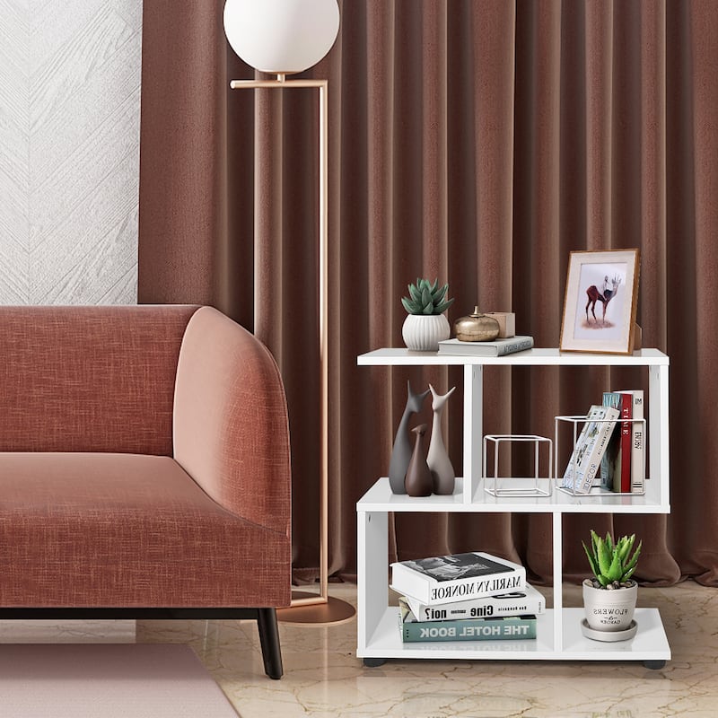 Costway 2-Tier Bookshelf S Shaped Bookcase Storage Rack Display Shelf - See Details