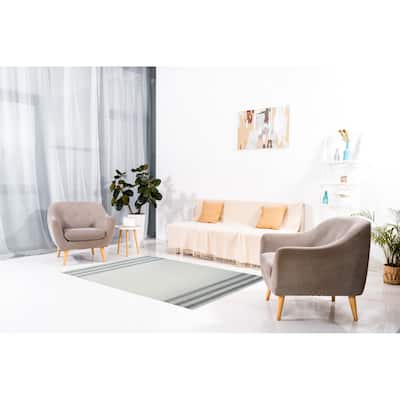 Hand-Knotted Wool White Modern Contemporary HANDLOOM Flat Weave DURRIE Rug - 6' x 9'