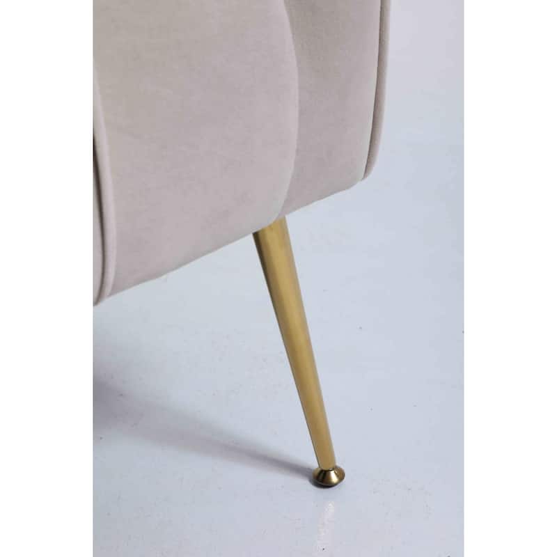 Upholstered Accent Chair with Tufted Cushions and Ottoman In Beige