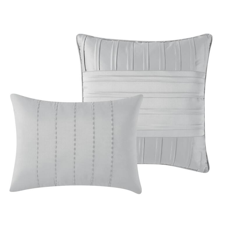 James Pleated Silver 9 Piece Comforter Set