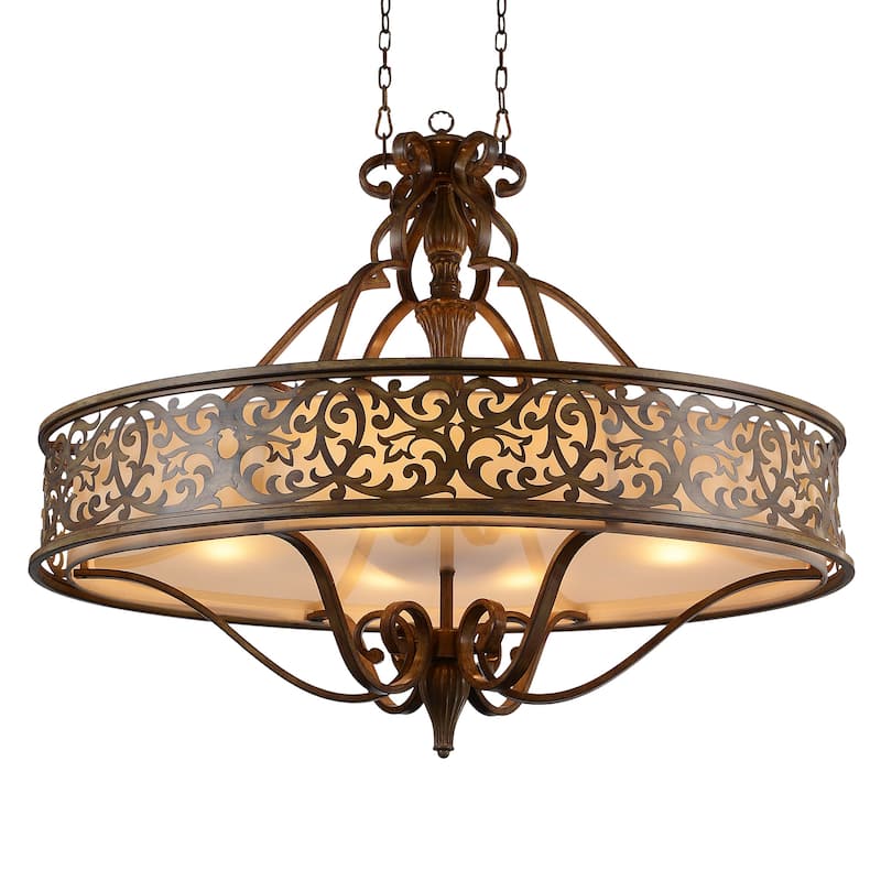Nicole 6 Light Drum Shade Chandelier With Brushed Chocolate Finish - Brushed Chocolate