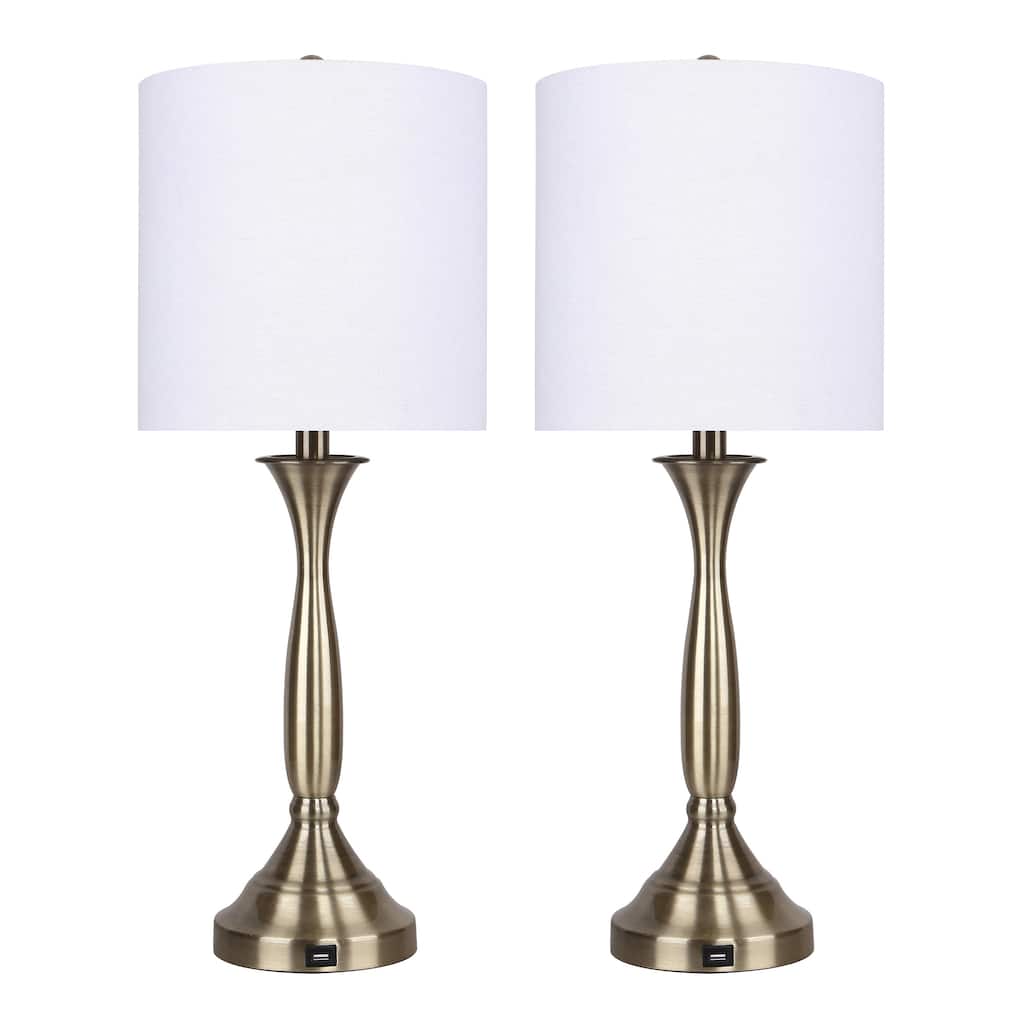 Sawyer 25" Metal Table Lamp with USB (Set of 2)