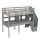 preview thumbnail 27 of 36, Modern Twin Size Loft Bed Frame with Storage Staircase and Double Desks and Shelves