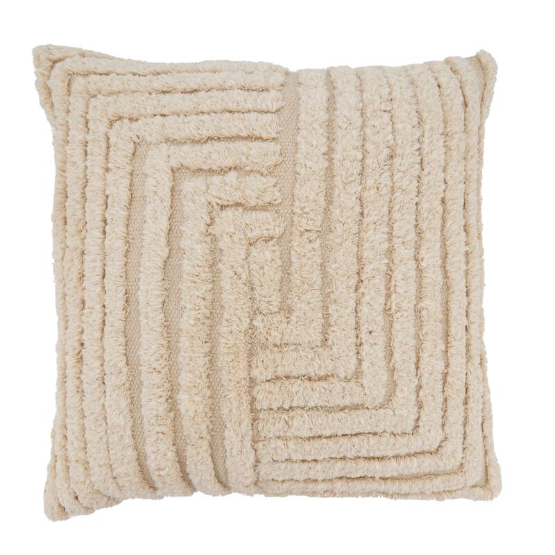 Tufted Geometry Bliss Throw Pillow - 20"x20" - Polyester - Natural