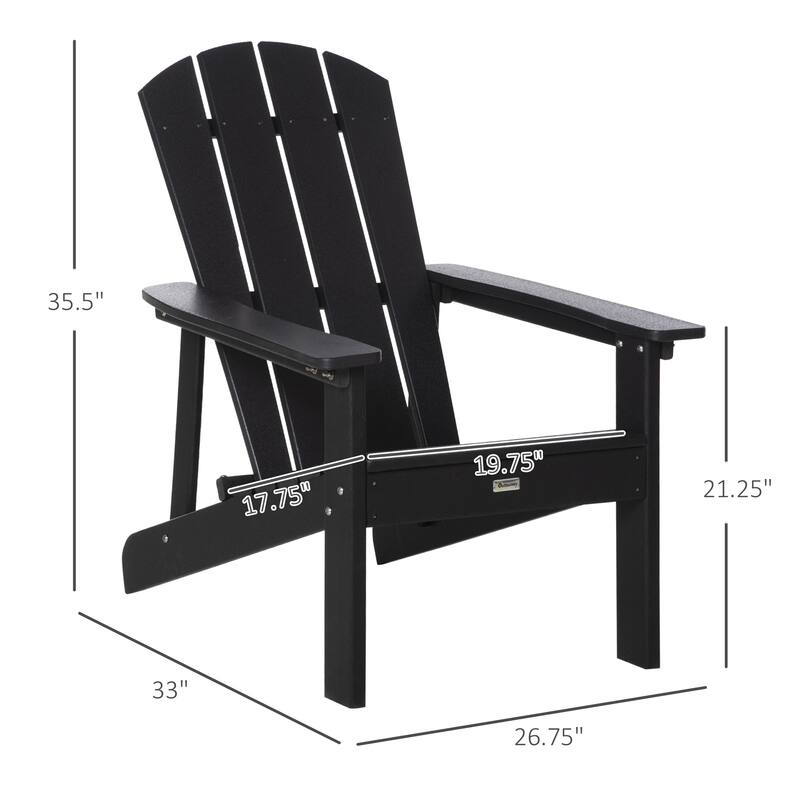 Outsunny Plastic Adirondack Chair, HDPE Fire Pit Chair with High Back for Backyard, Garden