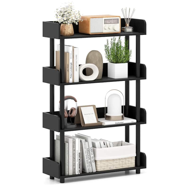 Costway 1/2 PCS 4-Tier Bookshelf with Anti-Tipping Kit Industrial - See Details - Black-1 PCS