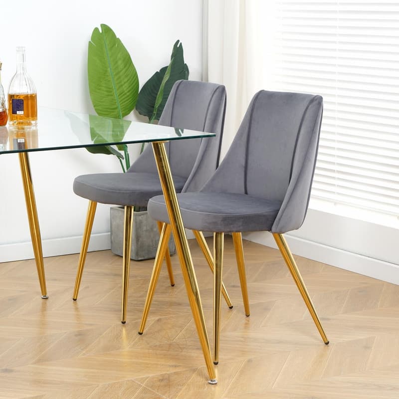 Modern Light Luxury Dining Chairs with Metal Legs-Set of 4