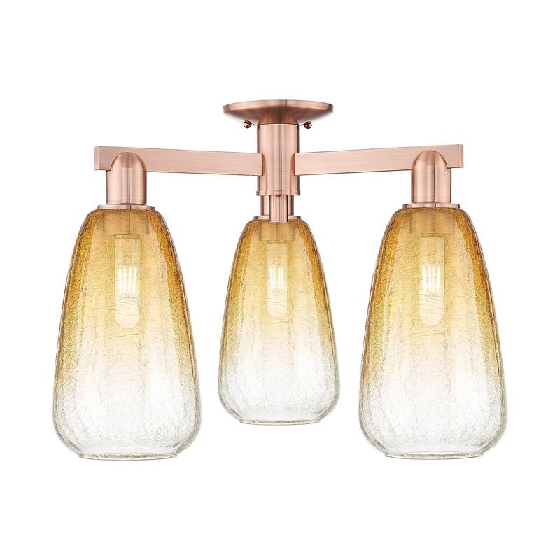 Innovations Lighting 716-3F-15-24 Brookhaven Almond Semi-Flush - Antique Copper / Amber