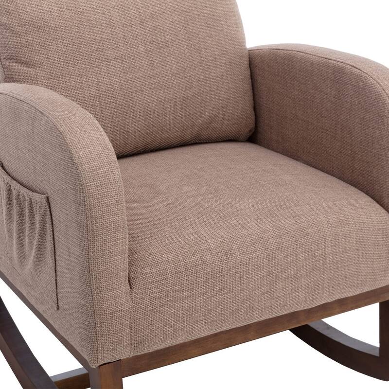 Modern Linen Upholstered Rocking Chair, Living Room Lounge Arm Chair