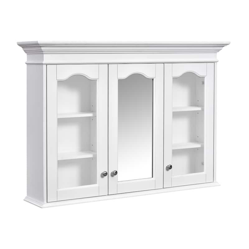 40" Medicine Cabinet with Mirror, Wall Mounted Bathroom Storage Cabinet with Mirror Door, Glass Door and Adjustable Shelves
