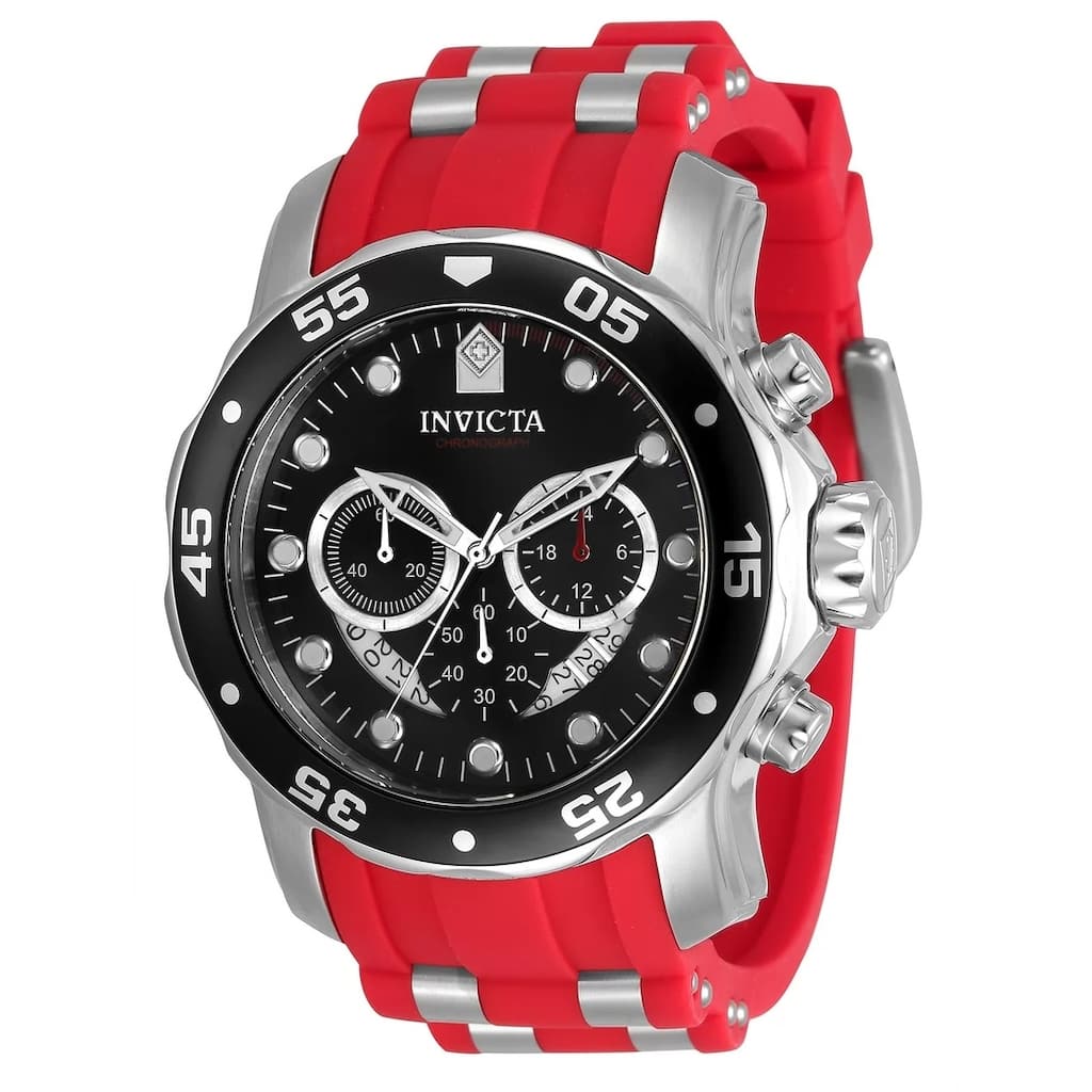 Invicta Men's 34009 Pro Diver Quartz Chronograph Black, Silver, Red Dial Watch