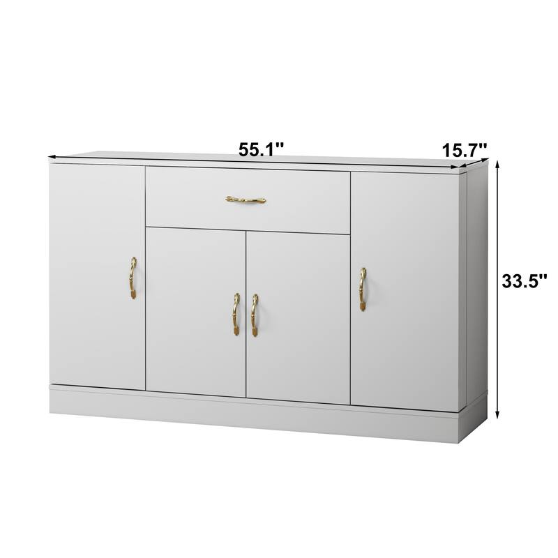 Sideboard Buffet Cabinet with Storage, 4 Doors & 1 Drawer, Modern Coffee Bar for Kitchen & Dining Room
