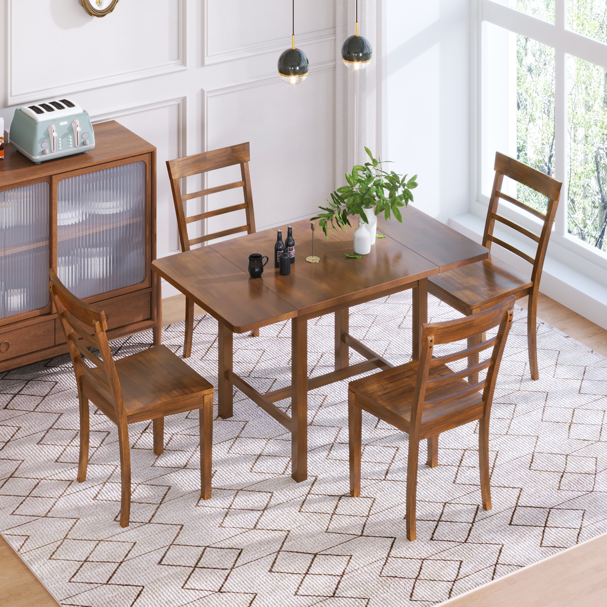 Rectangular drop leaf dining table with chairs sales
