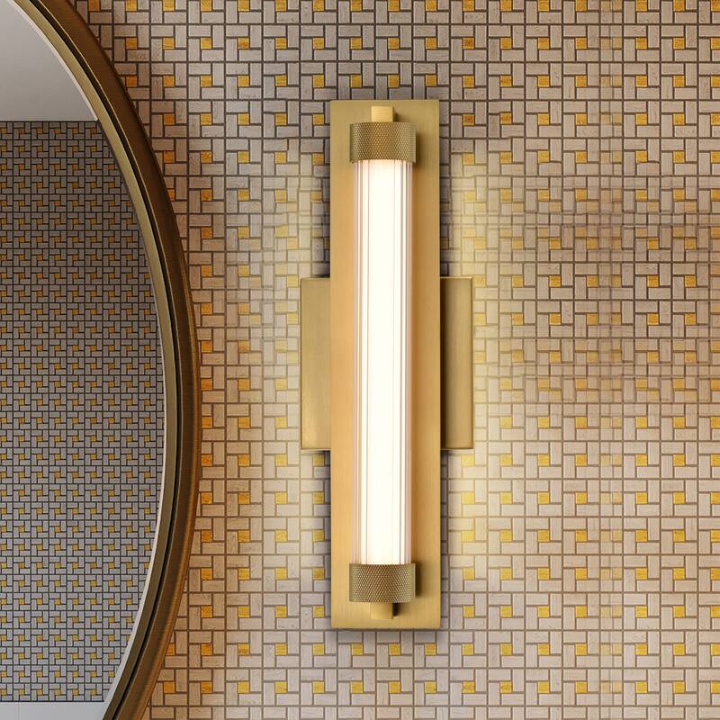 Larissa 14 Inch LED Vanity 3000K CCT Vintage Brass Finish Opaque Glass - Vintage Brass