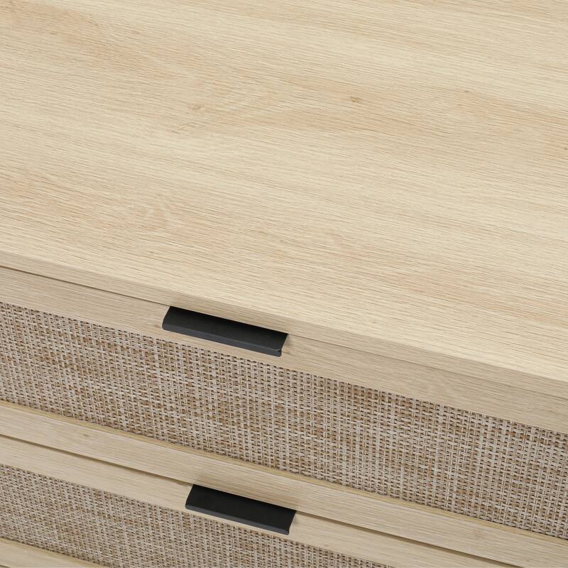 Rattan 3-Drawer Cabinet with Moisture-Proof Finish & Anti-Tipping Device for Safe Storage