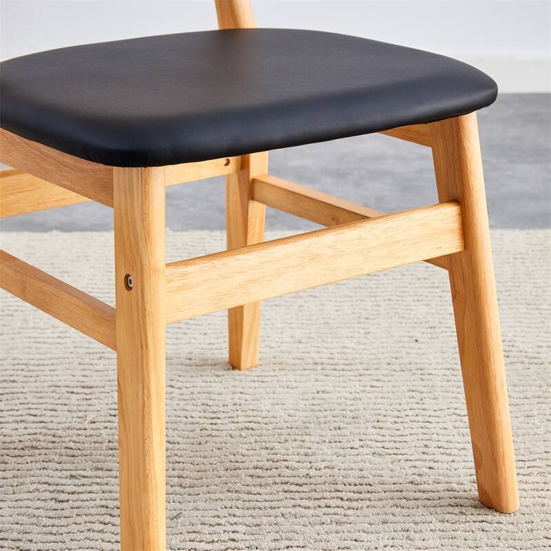 The Stylish And Durable Solid Wood Dining Chair,PU Cushion,Set of 2