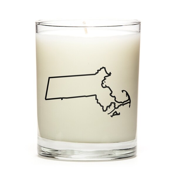 State Outline Soy Wax Candle, Massachusets State, Peach Belini