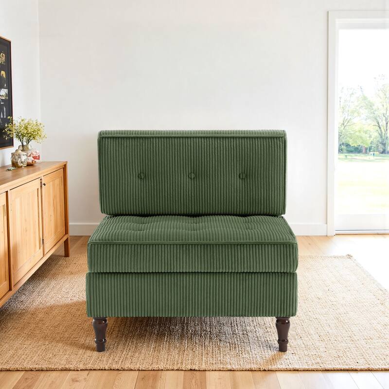 32.57" W Upholstered Corduroy Armless Accent Chair
