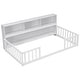 preview thumbnail 9 of 7, Twin Floor Bed with Built-in Bookcase and Guardrails , Space-Saving Design with Full-Length Shelves