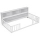 preview thumbnail 9 of 7, White Twin Size Pine Wood Floor Bed with Bookcase and Guardrails