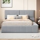 preview thumbnail 28 of 34, Upholstered Platform Bed with Lateral Storage Compartments and Thick Fabric,Velvet Gray - Queen