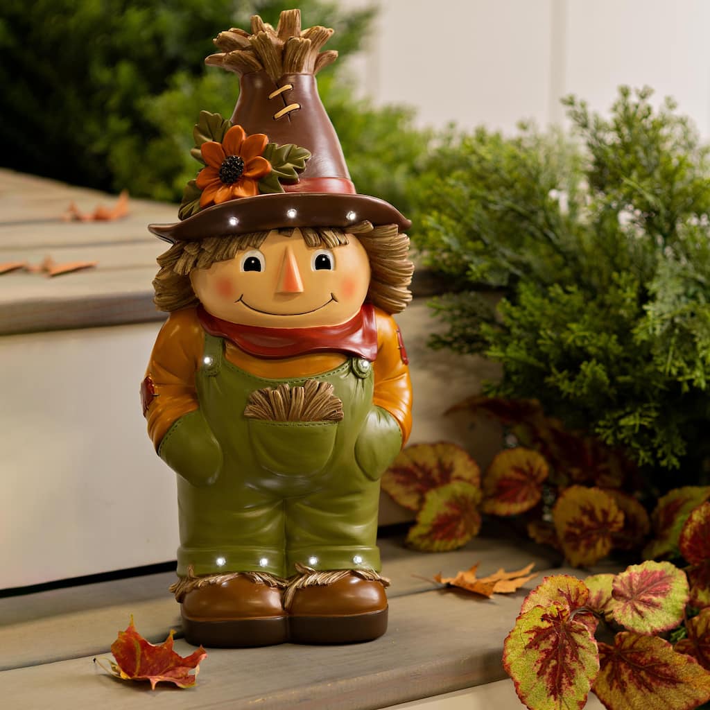 16 in. Indoor/Outdoor Lighted Scarecrow Shorty Statue