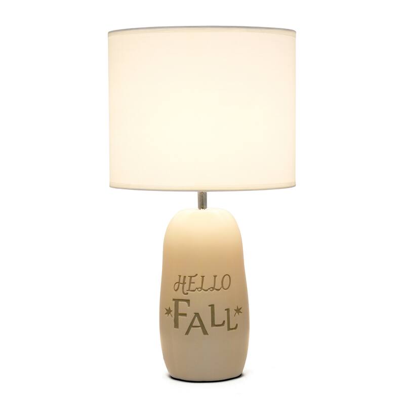 Hello Fall Ceramic Table Lamp with White Drum Shade - 17.75" - Taupe Brown