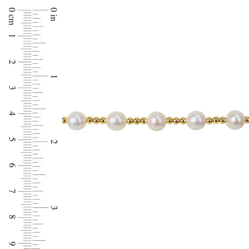 Miadora 7.5-8mm White Cultured Freshwater Pearl Bracelet in 10k Yellow Gold-7in