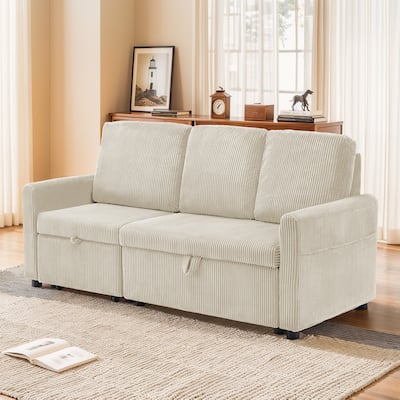 Pocassy 71" Corduroy Fabric Modern 3 Seater L-Shaped Sofa with Reversible Chaise