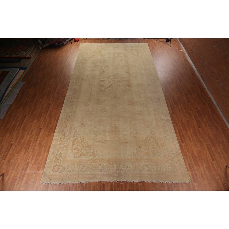 Palace Size Oushak Turkish Antique Area Rug Handmade Wool Carpet - 11'10"x 21'7"
