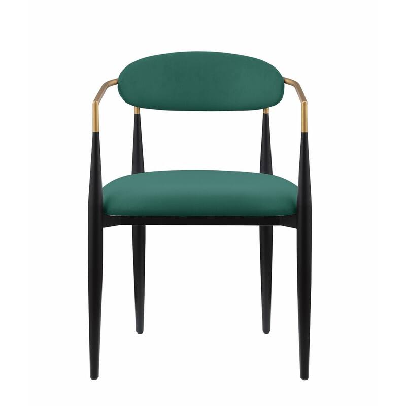 Black and Gold/Green Fabric Upholstered Metal Frame Dining Chair, Set of 2, Sturdy Dining Chair for Dining Rooms - 22.75