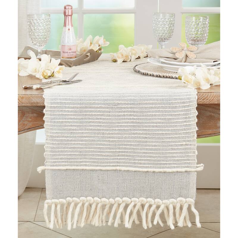 Stripe Chunky Fringe Design Table Runner - 16"x72"
