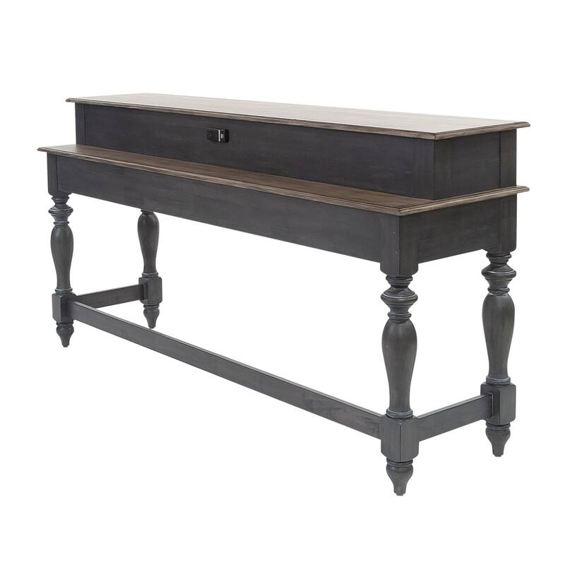 Ocean Isle Slate and Weathered Pine Console Bar Table