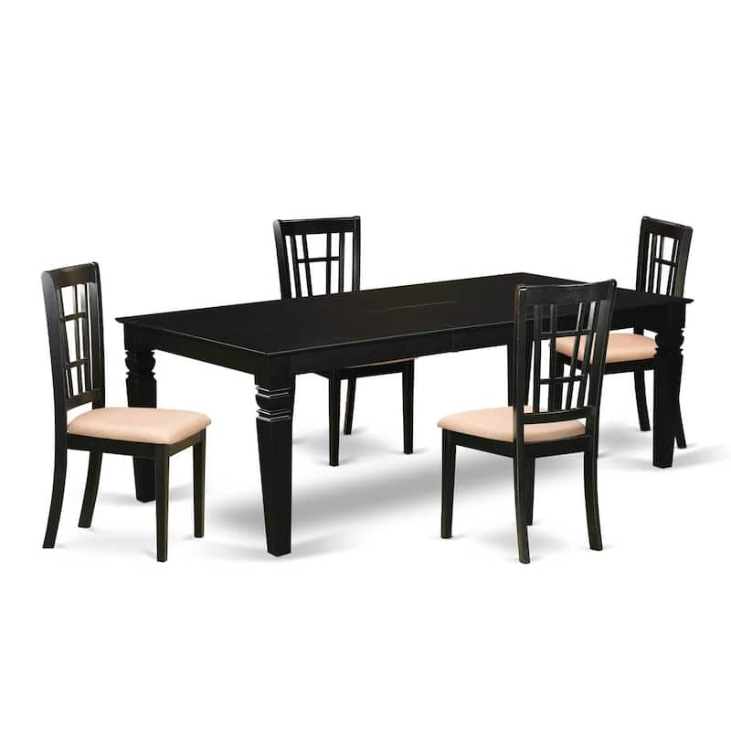 Modern Dining Set - Kitchen Table with Chairs - Elegant Black Finish - 9 Piece Set