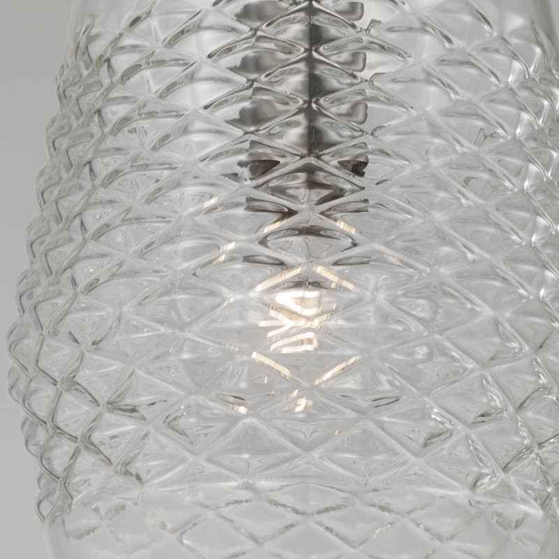 Dena 1-light Pendant w/ Diamond Embossed Glass & Black Braided Cord
