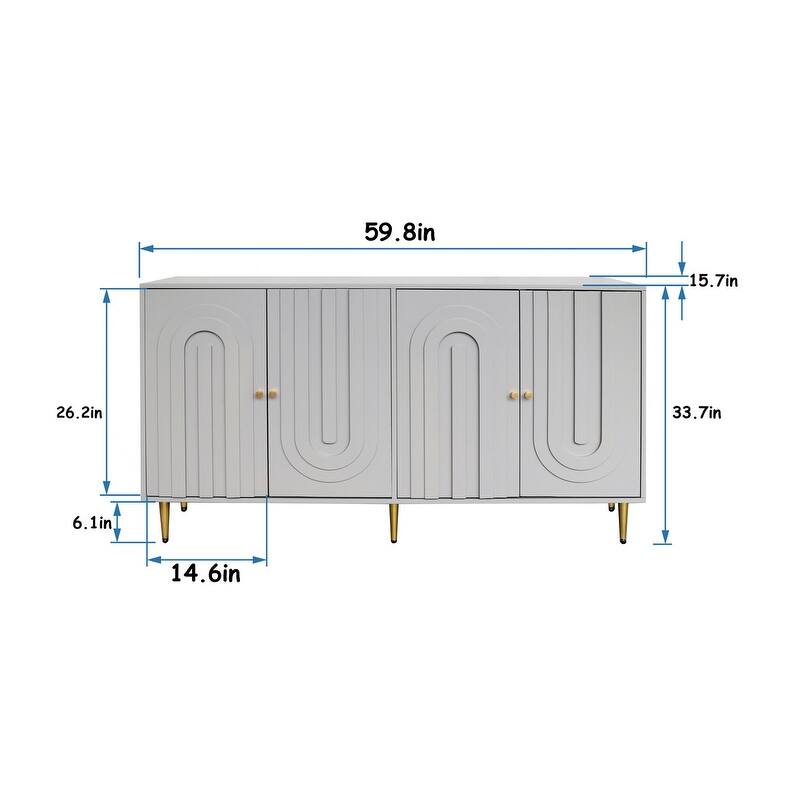 59'' Modern Wooden Cabinet Sideboard Buffet Server with Adjustable Shelves,2 Colors