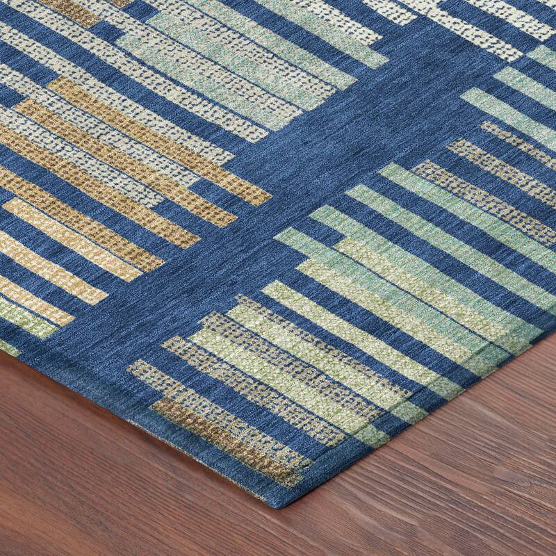 Machine Washable Indoor/ Outdoor Modern Pines Chantille Rug