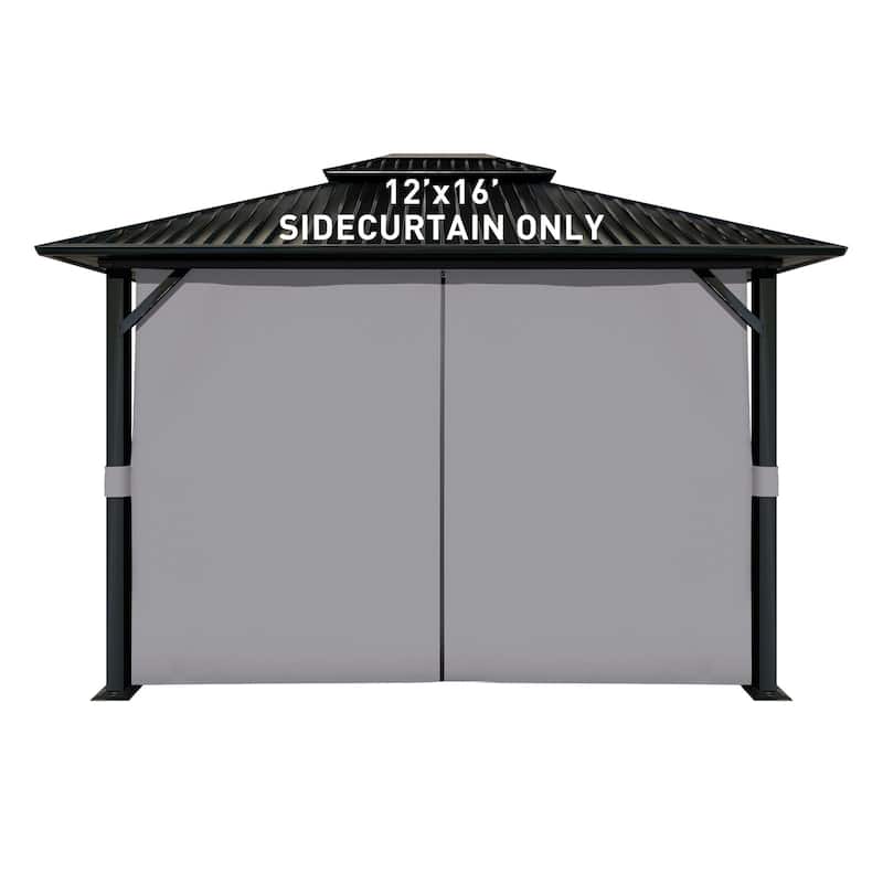 Aoodor Gazebo 12x16 FT Curtain Replacement-Universal 4-Panel Sidewalls, Curtain Only - Grey