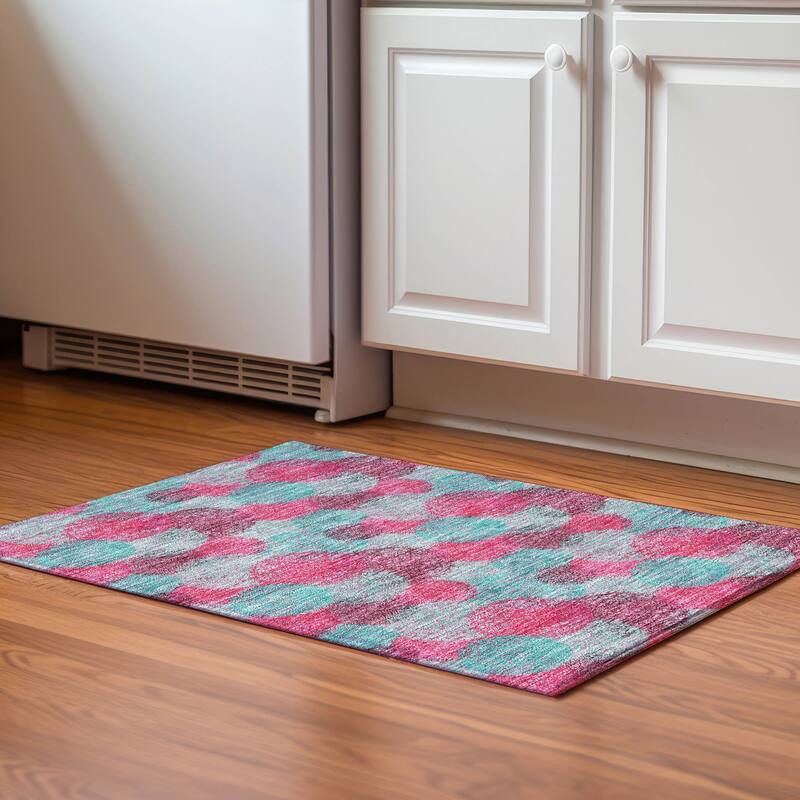 Premium Washable Super Soft Modern Sphere Mayfield Rug - Pink - 1'8" x 2'6"