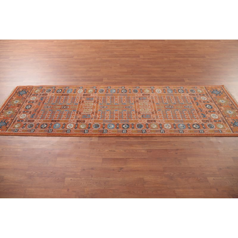 Orange Transitional Khotan Runner Rug Hand-Knotted Wool Carpet - 2'6"x 8'0"