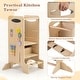 preview thumbnail 10 of 8, Gymax Wooden Toddler Standing Tower w/Chalkboard Montessori Games 3