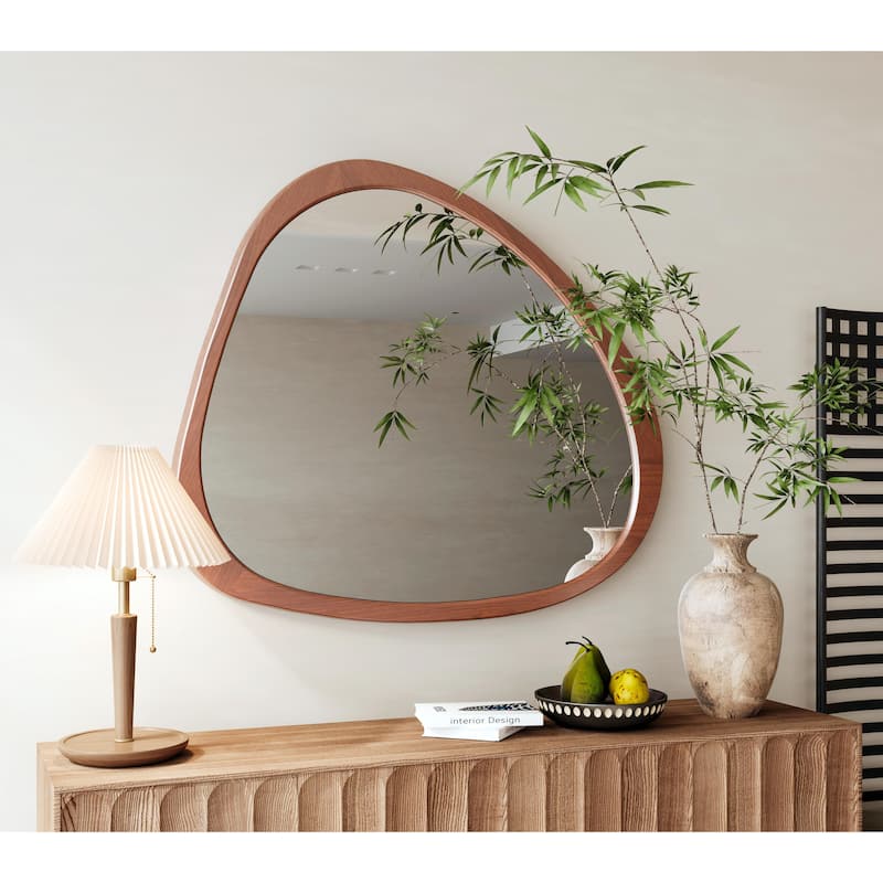 45-Inch Asymmetrical Wall Mirror with Wooden Frame