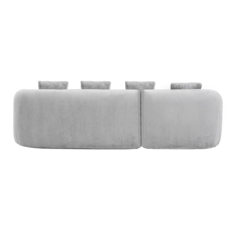 Full Compression Plush L-shaped Sectional Sofa with Curved Chaise