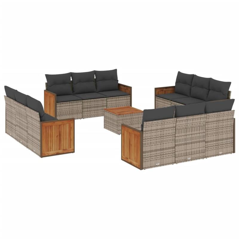 vidaXL Patio Sofa Set with Cushions Outdoor Conversation Furniture Poly Rattan