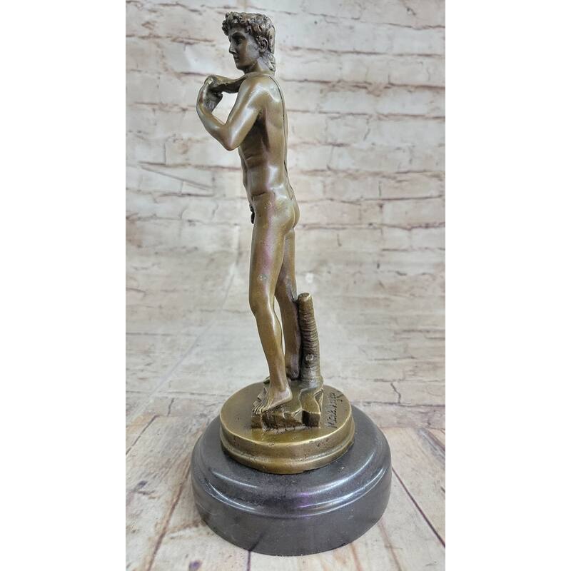 Michelangelos David Bronze Statue Sculpture Miniature Replica Figure 10 Inches X 4 Inches