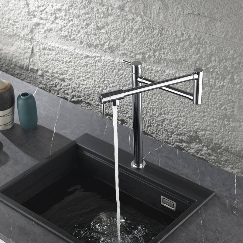 Modern Two Handle Solid Brass Folding Stretchable Pot Filler Faucet