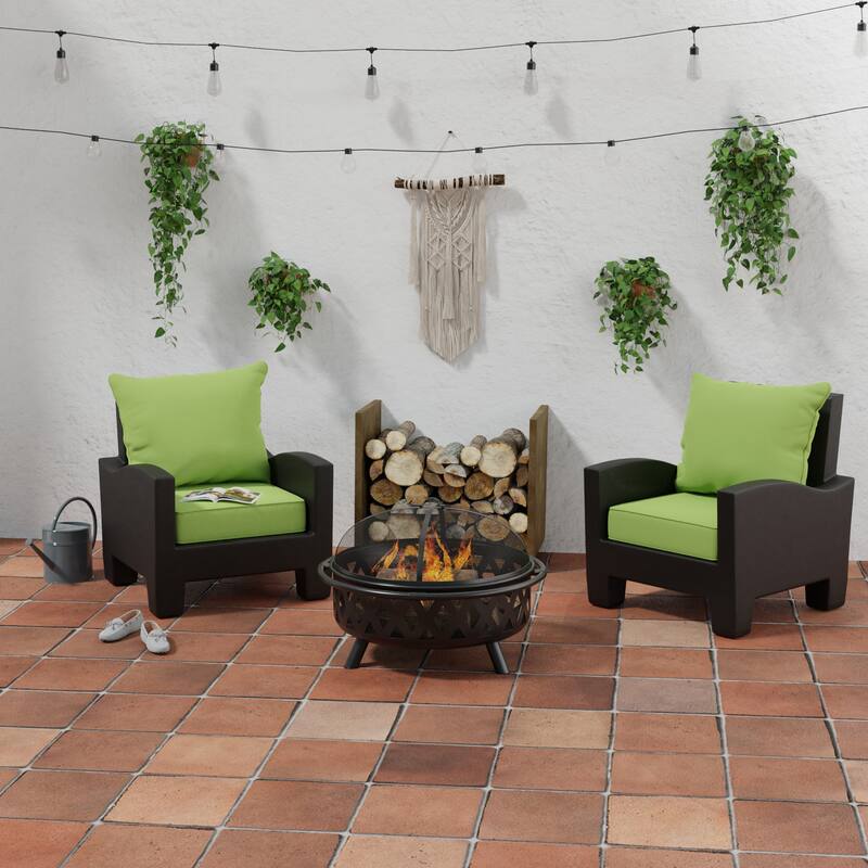Sunbrella 24" x 47" Green Solid Outdoor Deep Seat Cushion Set with Welt - 46.5'' L x 24'' W x 6'' H - Canvas Gingko