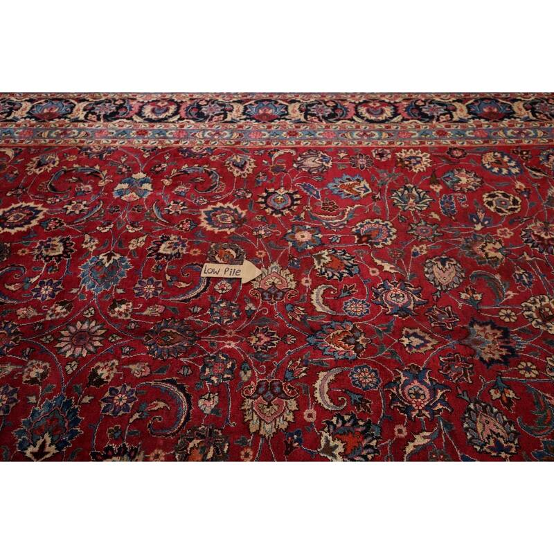 Floral Mashad Large Antique Persian Area Rug Handmade Wool Carpet - 9'6" x 16'4"