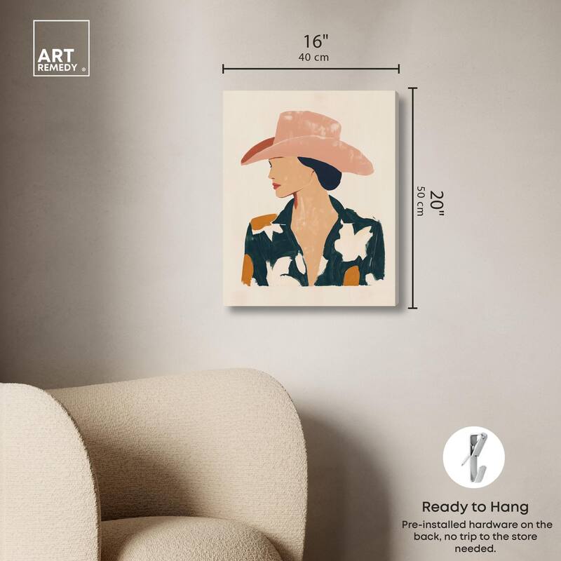 Woman in the Pink Hat Canvas by Art Remedy, Gallery Wrapped