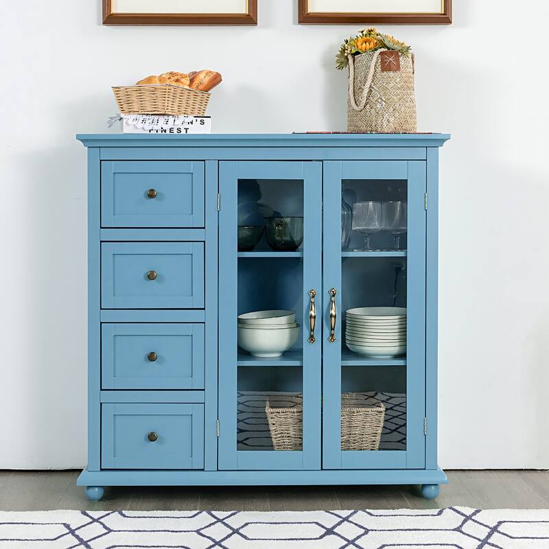 Buffet Sideboard Wood Storage Cabinet Console Table with 4 Drawers